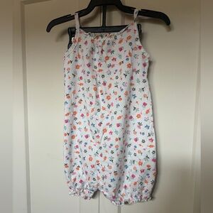Carter's White Floral Print Baby Bubble with Multicolor Flowers